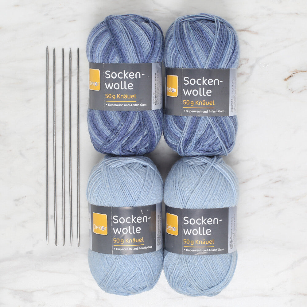 Socken Wolle 4'lü Yumak Ebruli Çorap Örgü İpi